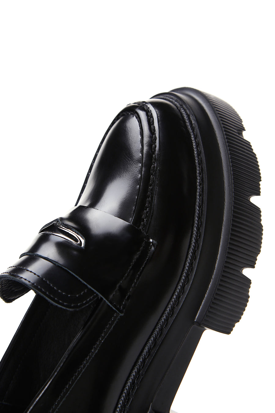 Women's Black Leather Masculine Loafer
