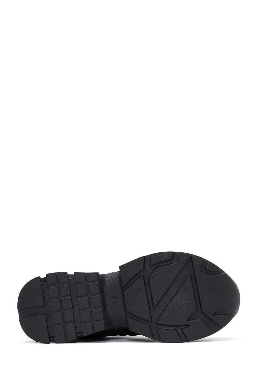 Kadın Siyah Deri Süet Detaylı Kalın Tabanlı Sneaker