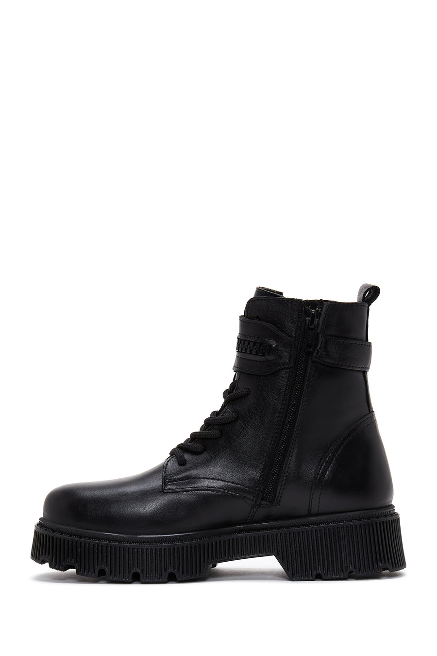 Women's Black Leather Thick Soled Chelsea Boots