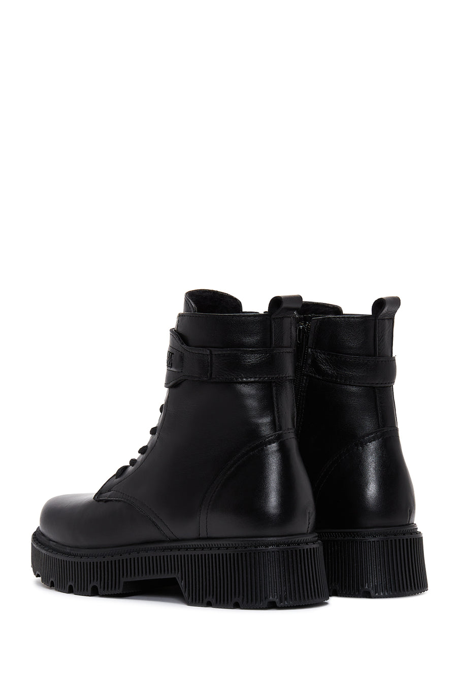 Women's Black Leather Thick Soled Chelsea Boots