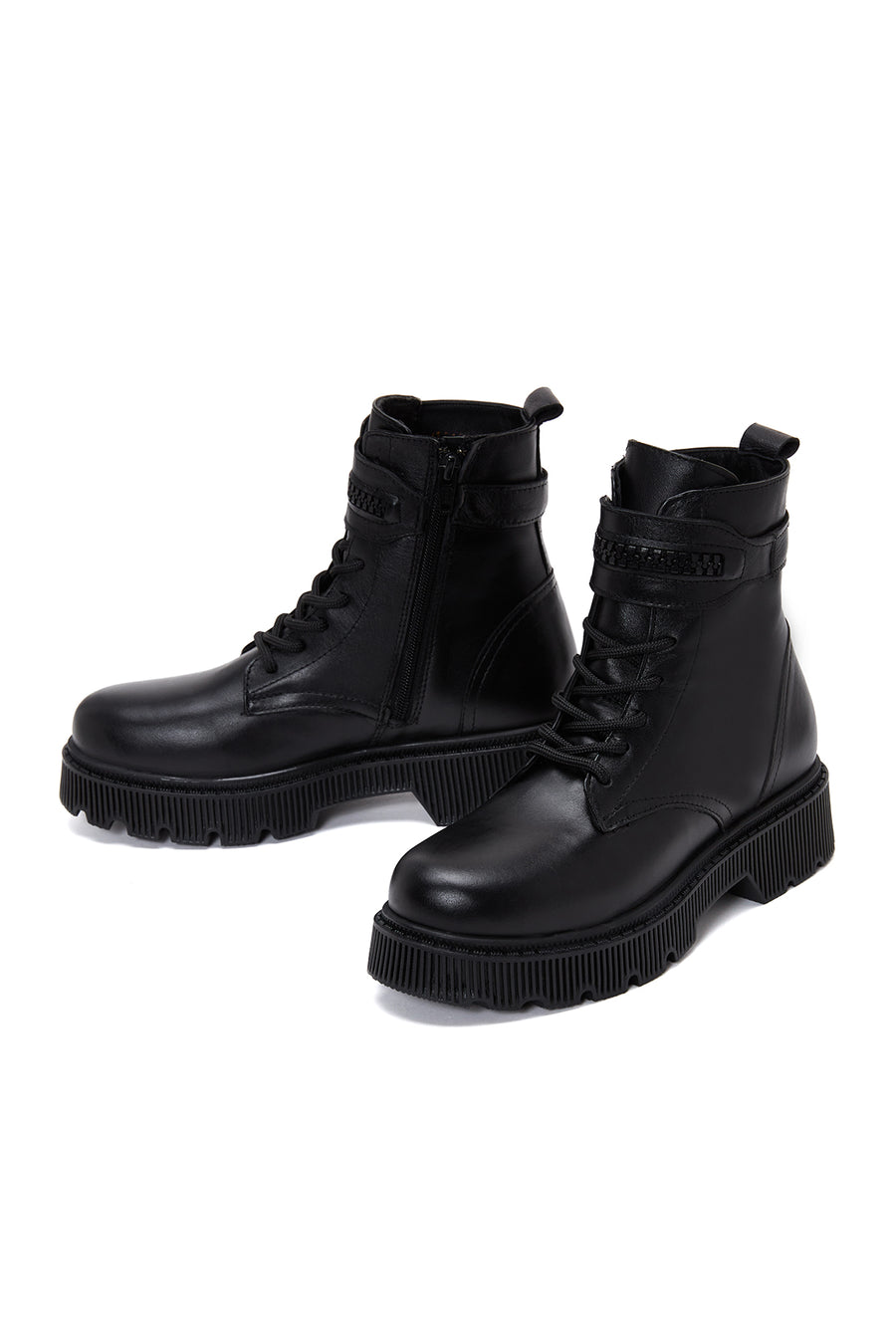 Women's Black Leather Thick Soled Chelsea Boots