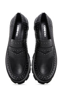 Women's Black Thick Soled Loafer | Derimod