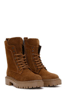 Women's Tan Suede Leather Boots | Derimod