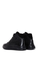 Men's Black Zippered Leather Flat Boots | Derimod