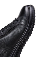Men's Black Zippered Leather Flat Boots | Derimod