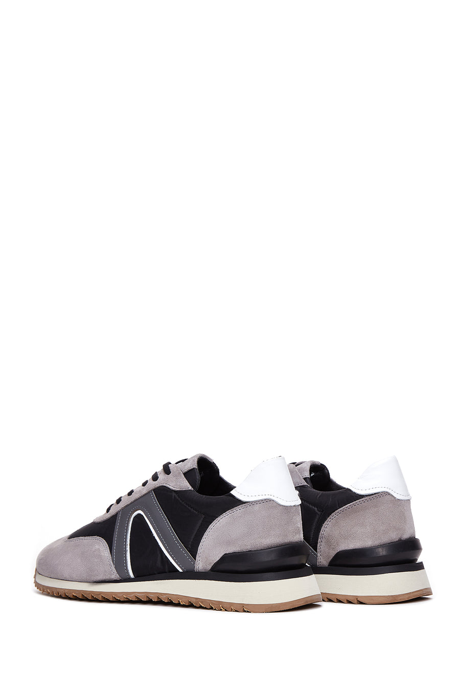 Erkek Gri Süet Deri Detaylı Sneaker