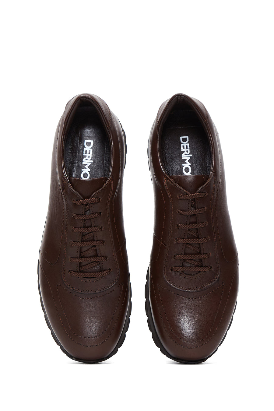 Erkek Deri Kahve Deri Casual Sneaker