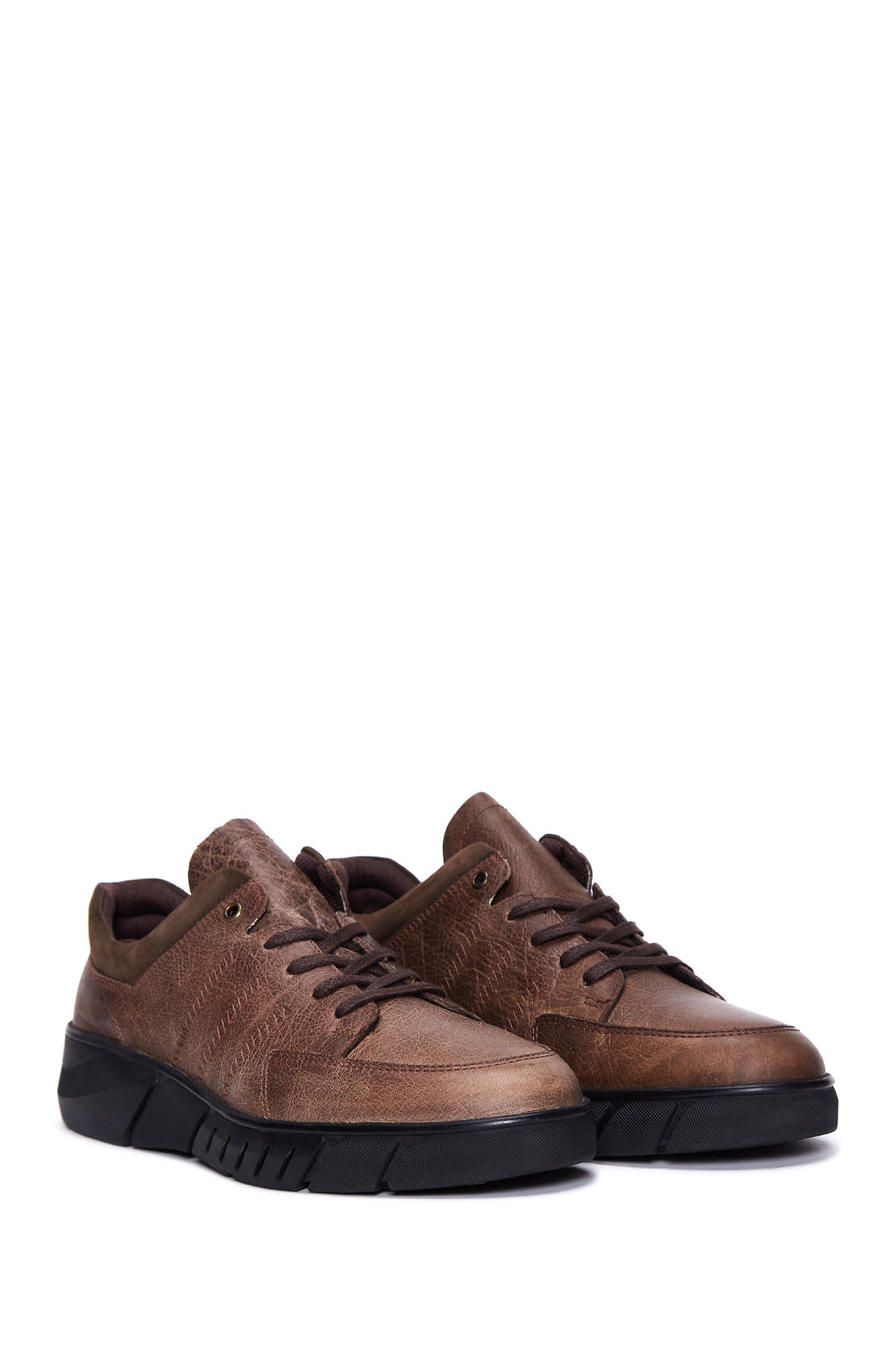 Erkek Vizon Deri Casual Sneaker