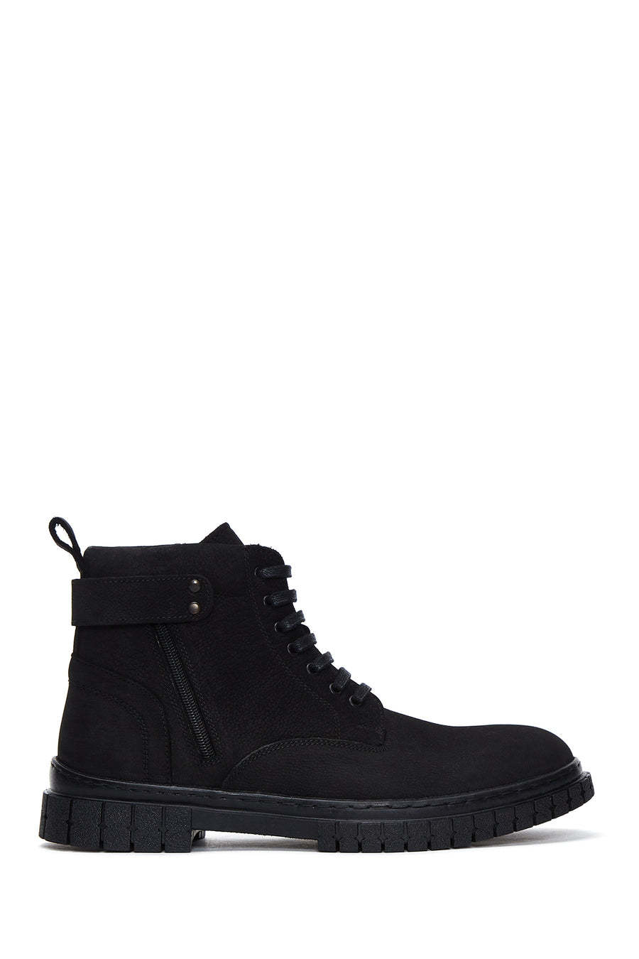 Men's Black Nubuck Leather Zippered Boots 22WFD6844V3 | Derimod