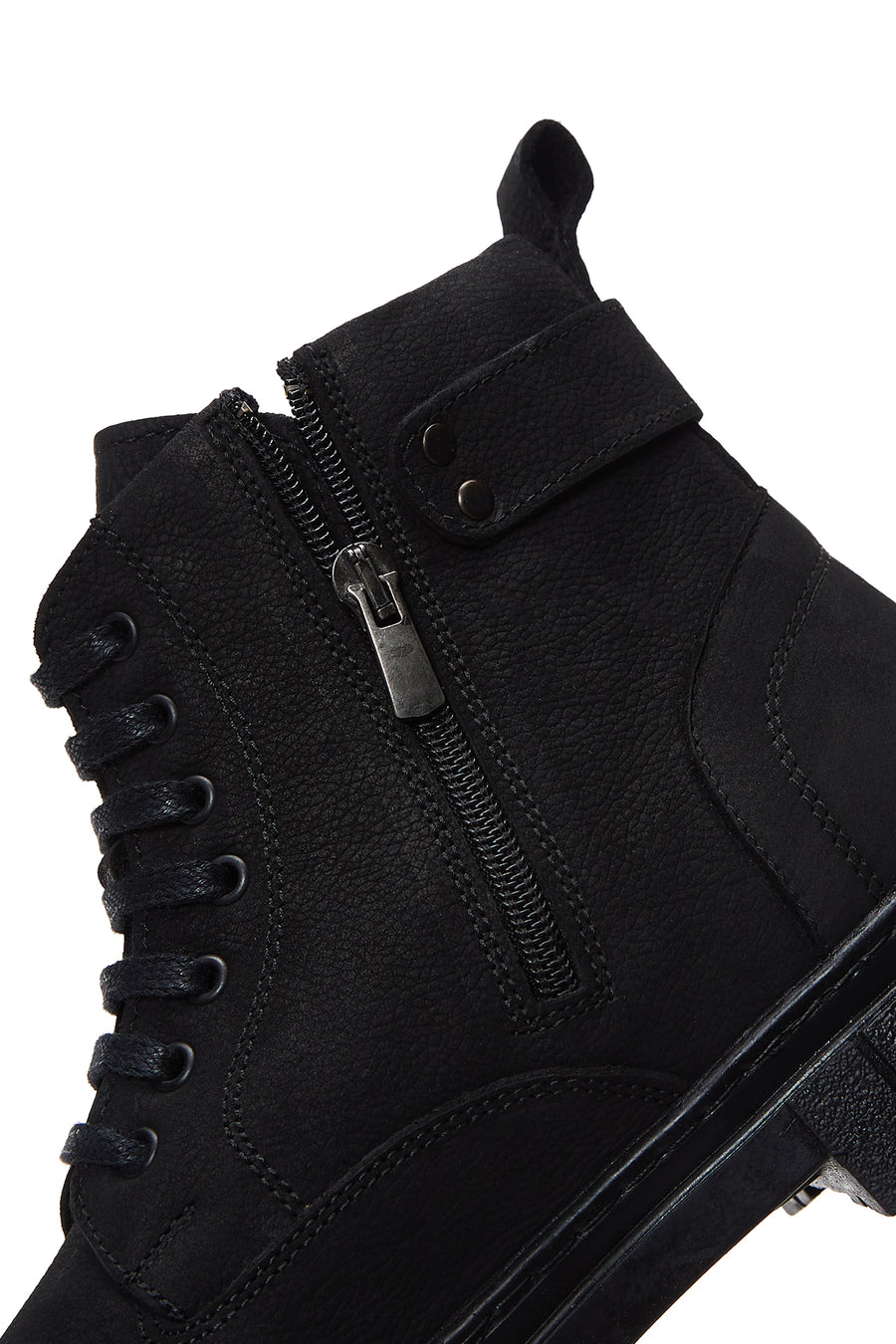 Men's Black Nubuck Leather Zippered Boots