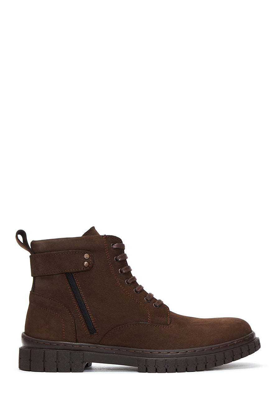 Men's Brown Nubuck Leather Zippered Boots 22WFD6844V3 | Derimod