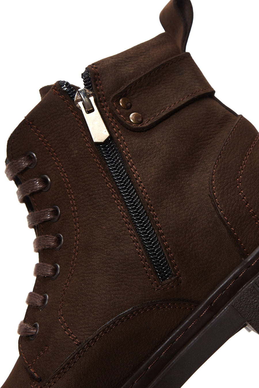 Men's Brown Nubuck Leather Zippered Boots