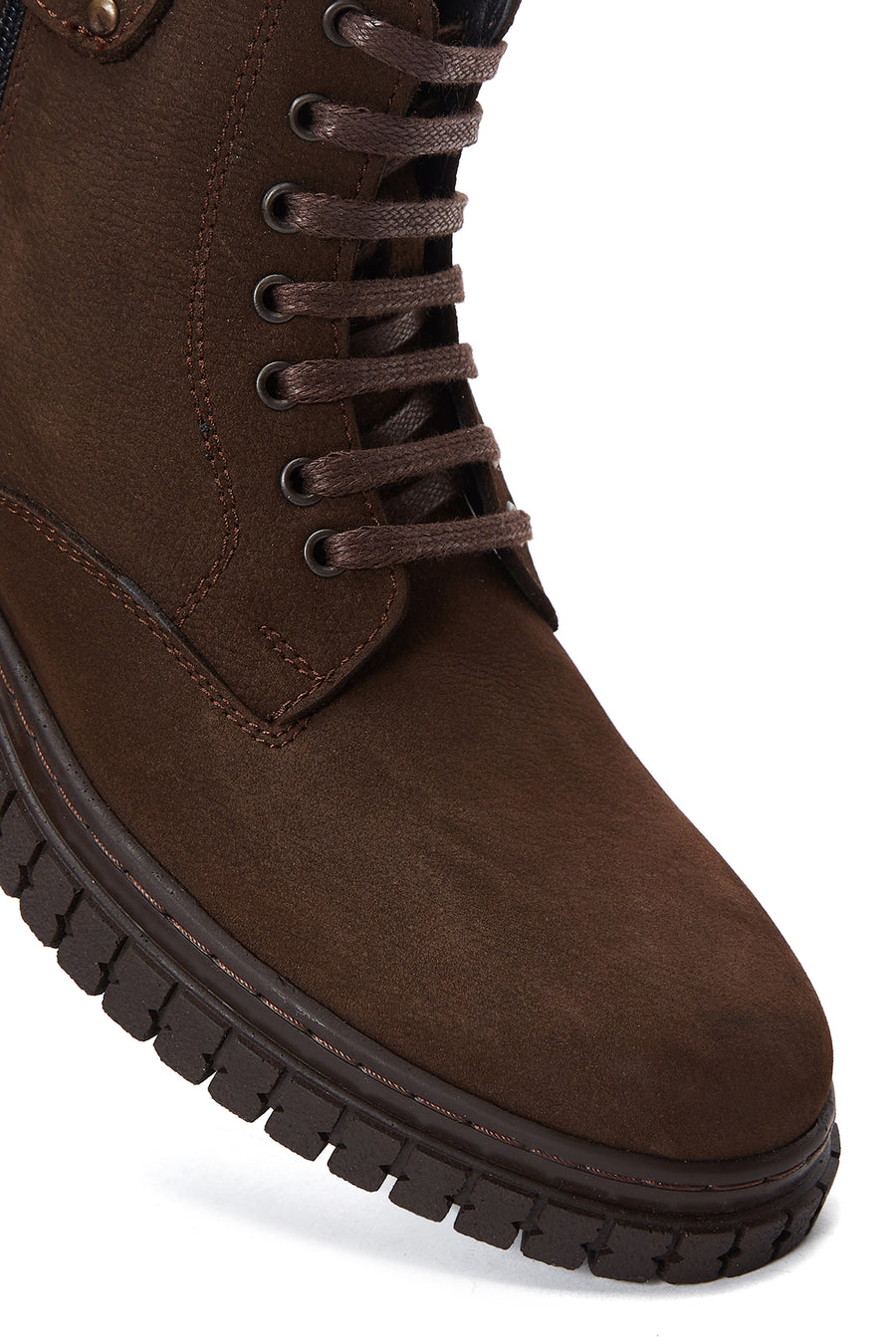 Men's Brown Nubuck Leather Zippered Boots