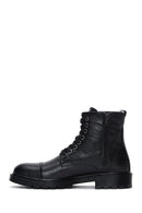 Men's Black Leather Zippered Boots | Derimod