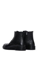 Men's Black Leather Zippered Boots | Derimod
