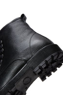 Men's Black Leather Zippered Boots | Derimod