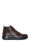 Men's Brown Leather Zippered Boots | Derimod