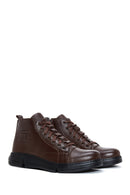 Men's Brown Leather Zippered Boots | Derimod