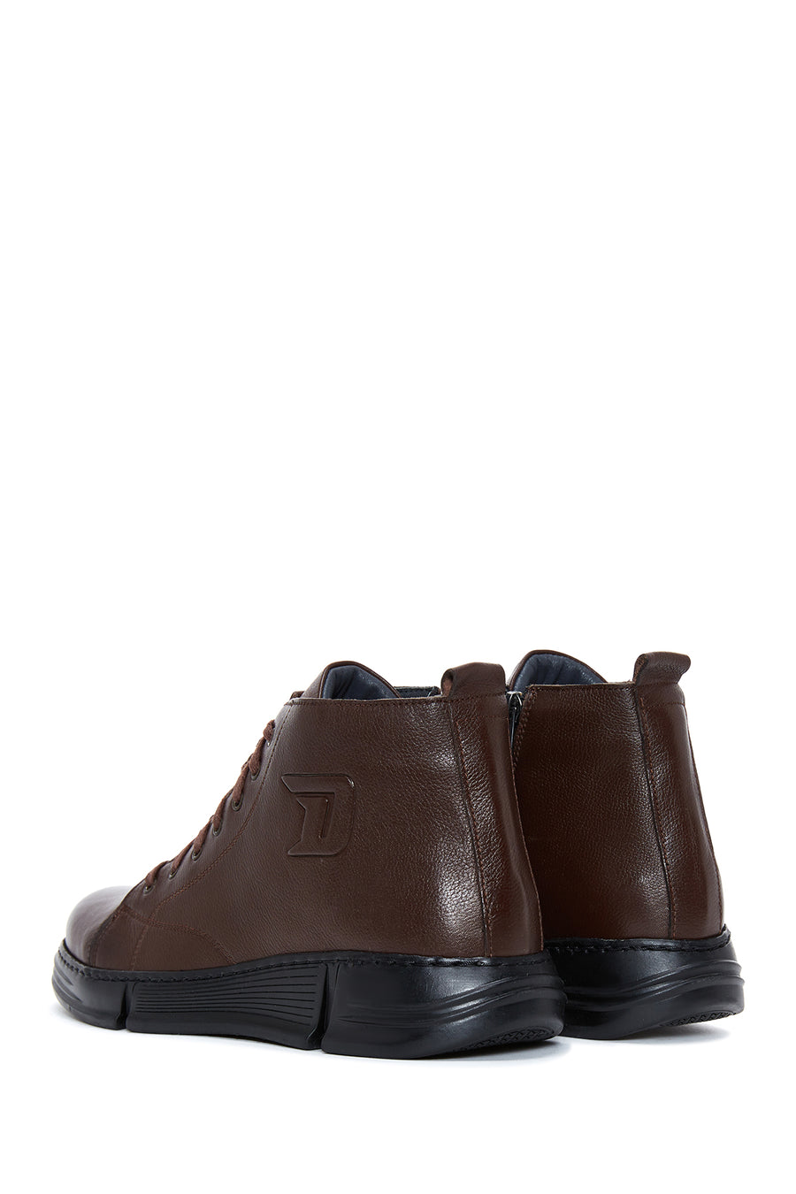 Men's Brown Leather Zippered Boots