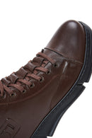 Men's Brown Leather Zippered Boots | Derimod
