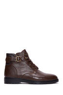 Men's Brown Leather Zippered Boots | Derimod