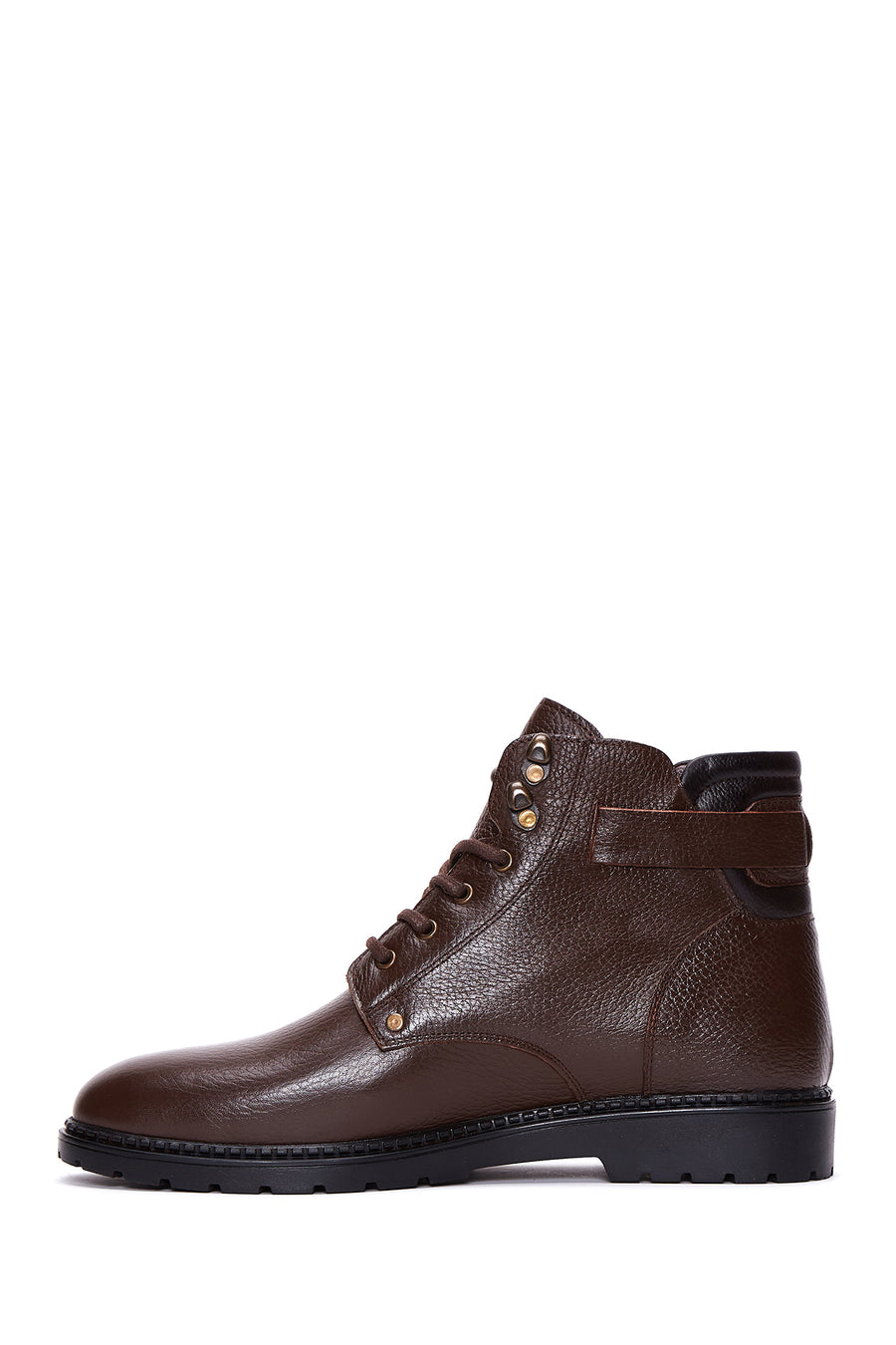 Men's Brown Leather Zippered Boots