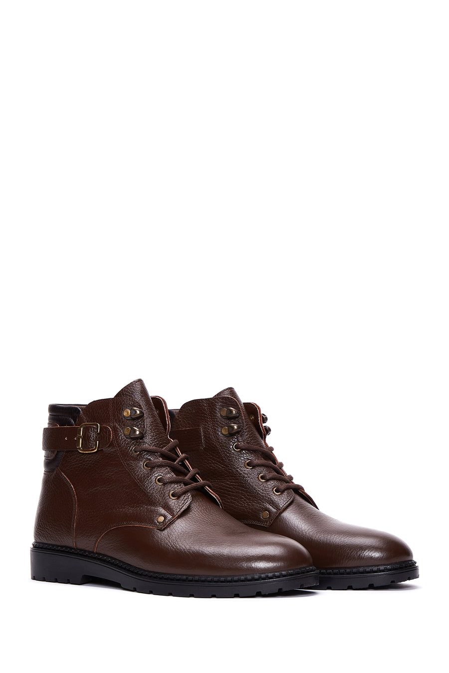 Men's Brown Leather Zippered Boots