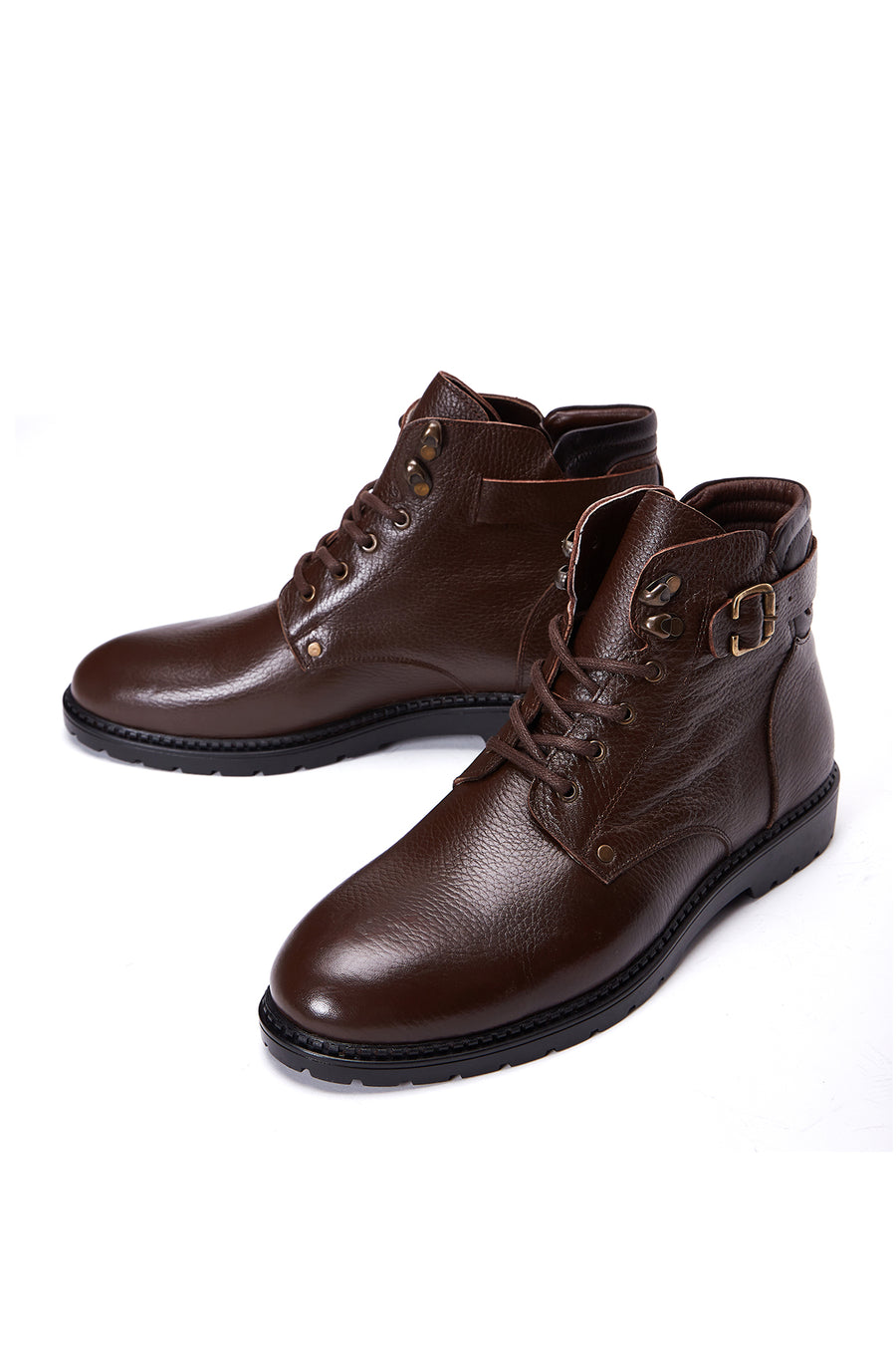 Men's Brown Leather Zippered Boots