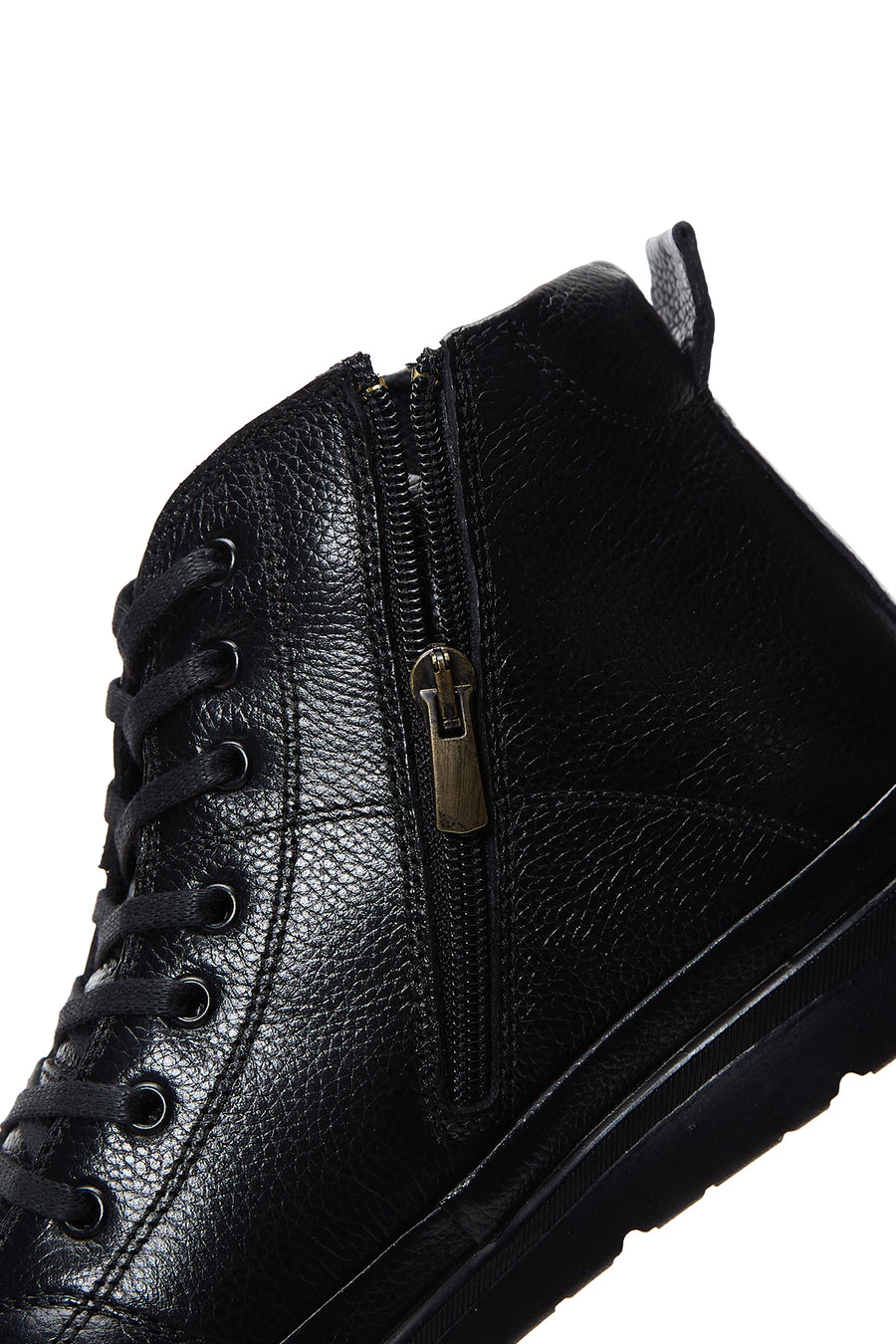 Men's Black Leather Zippered Boots