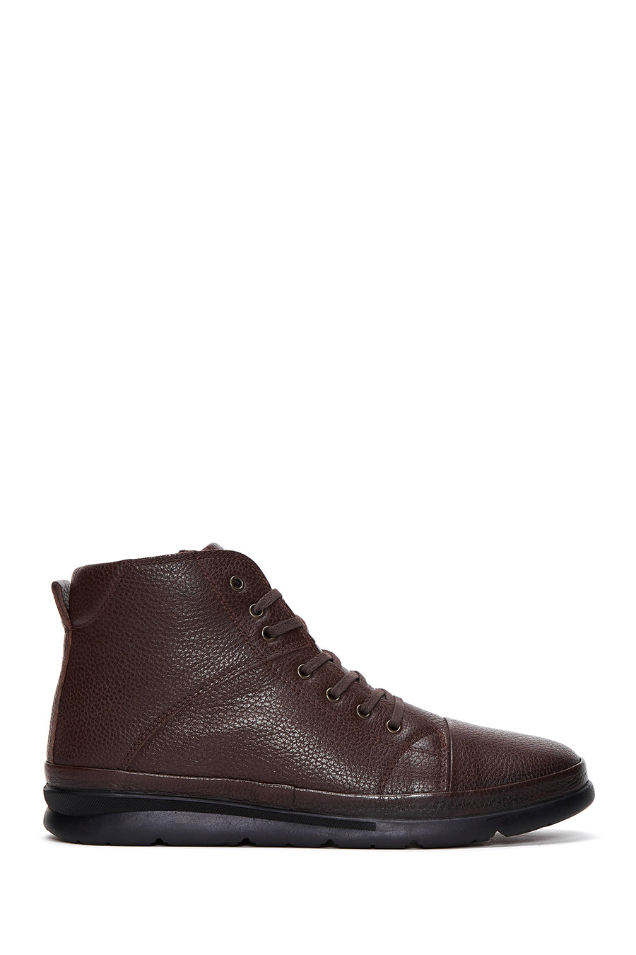 Men's Brown Leather Zippered Boots 22WFD6902FT | Derimod