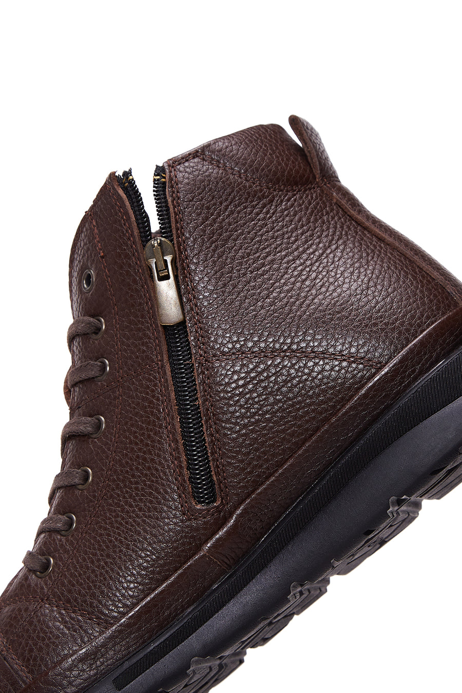 Men's Brown Leather Zippered Boots