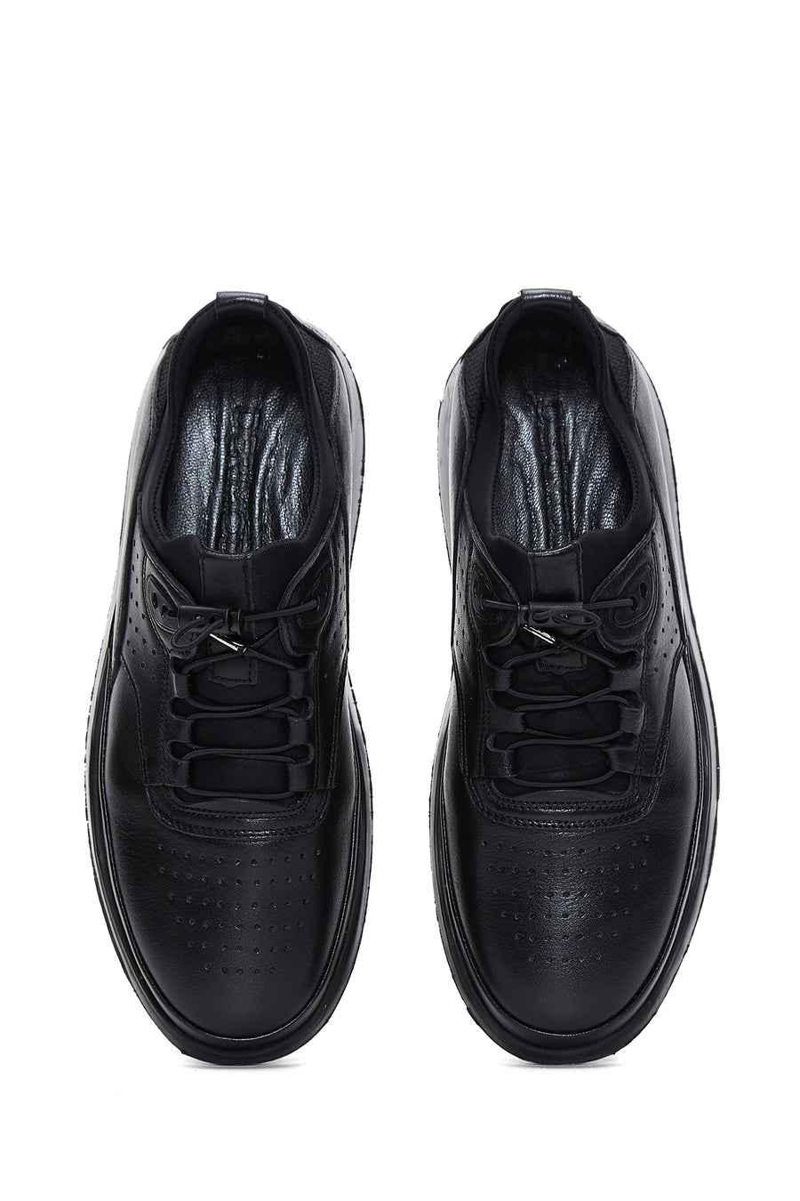 Men's Black Leather Casual Sneaker