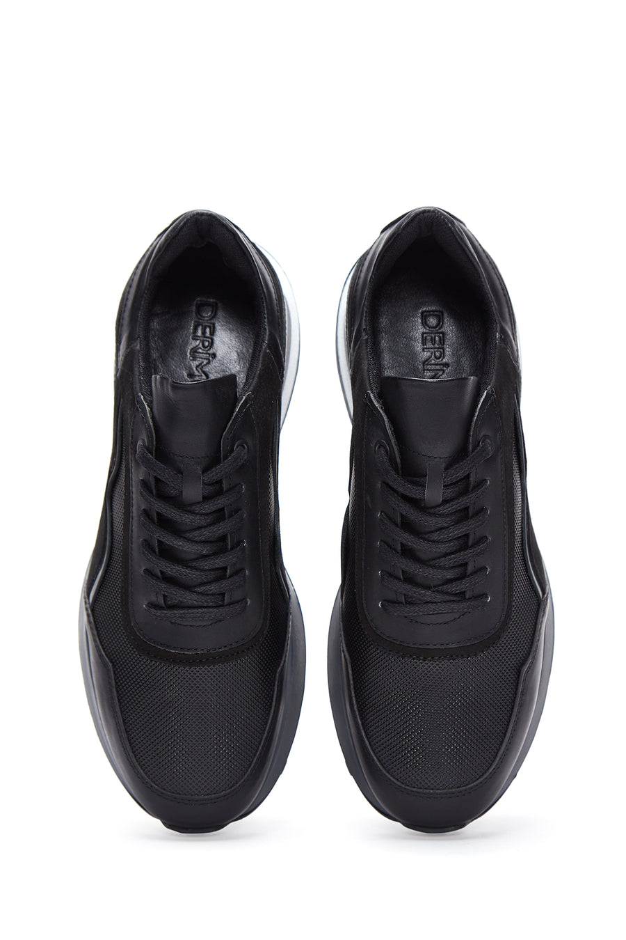 Erkek Siyah Deri Detaylı Sneaker