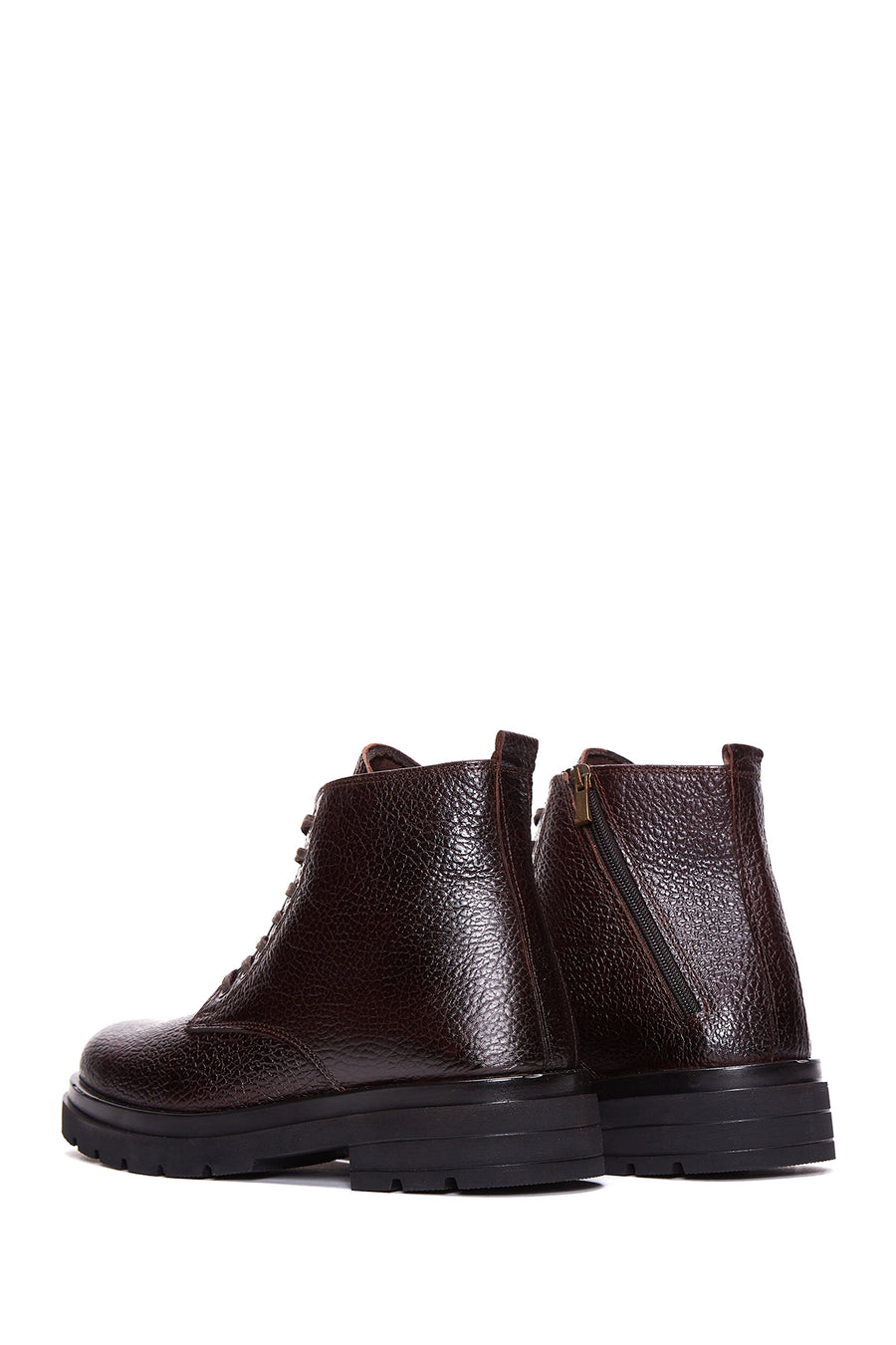 Men's Brown Leather Zippered Boots
