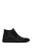 Men's Black Leather Zippered Casual Boots | Derimod