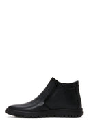 Men's Black Leather Zippered Casual Boots | Derimod