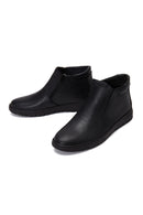 Men's Black Leather Zippered Casual Boots | Derimod