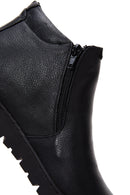 Men's Black Leather Zippered Casual Boots | Derimod