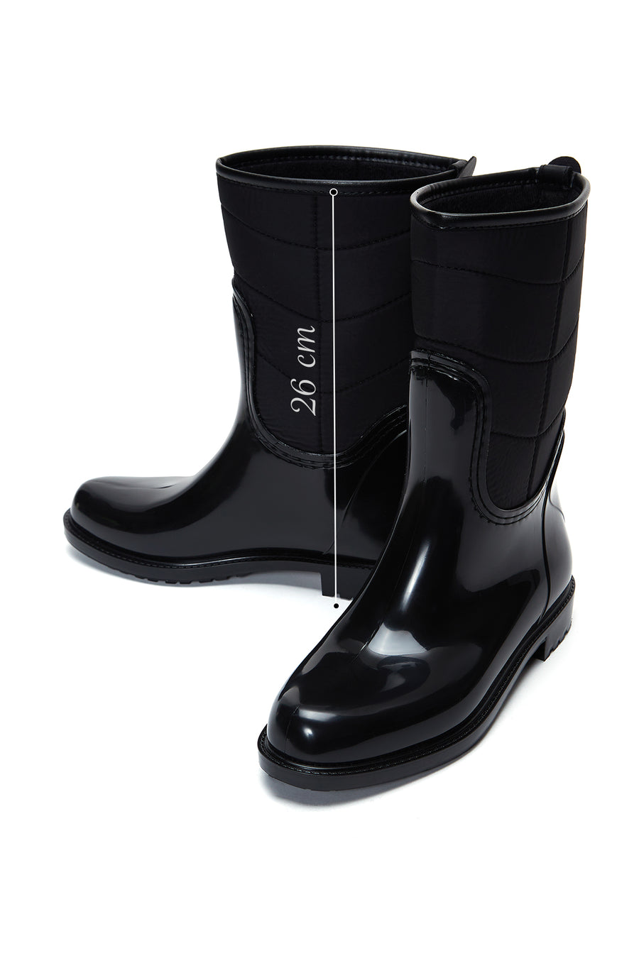 Women's Black Patent Leather Rain Boots