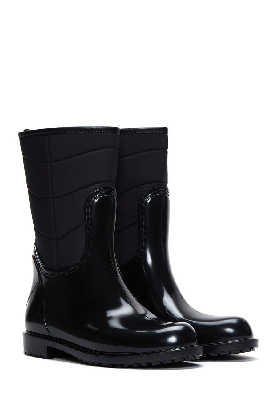 Women's Black Patent Leather Rain Boots