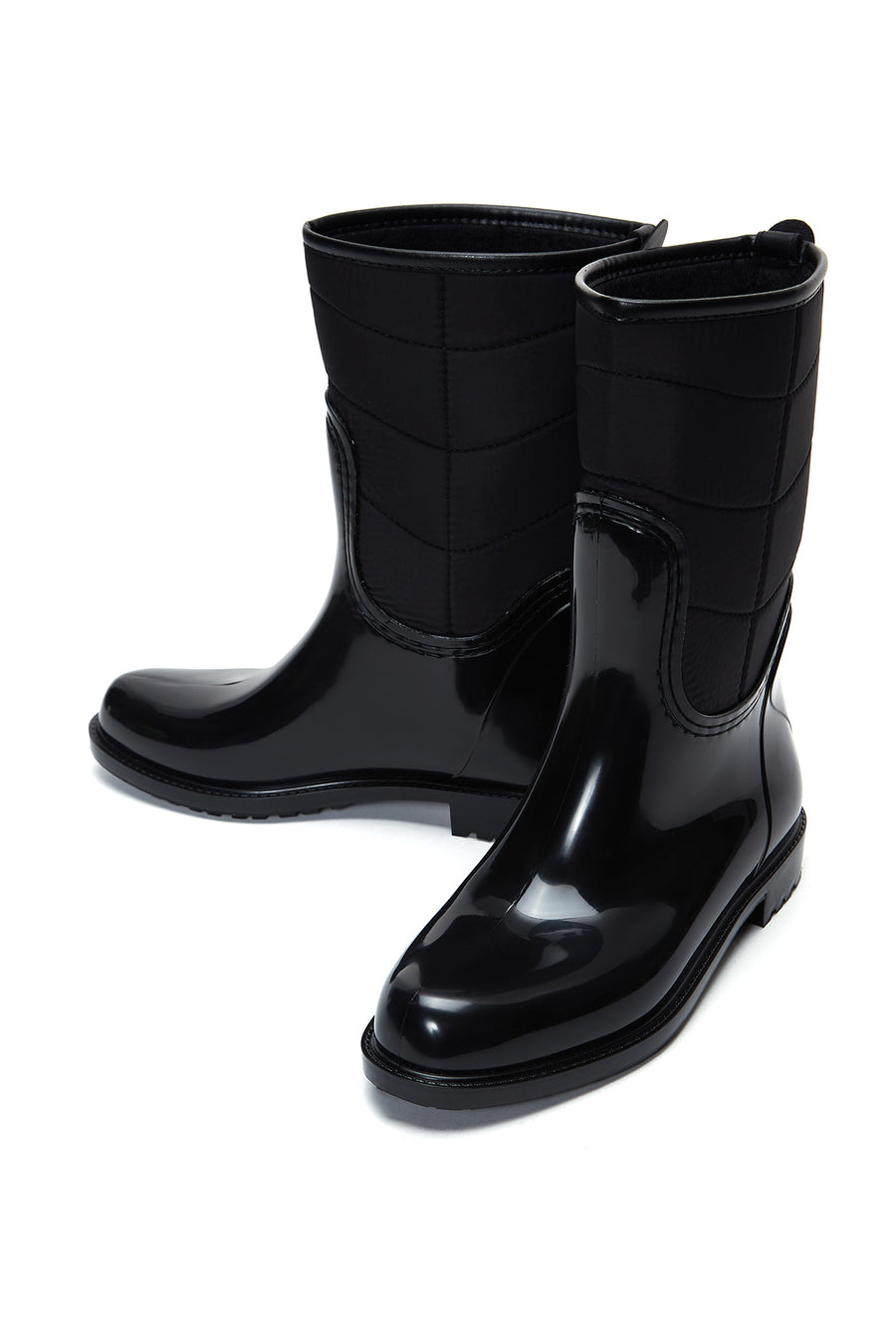 Women's Black Patent Leather Rain Boots
