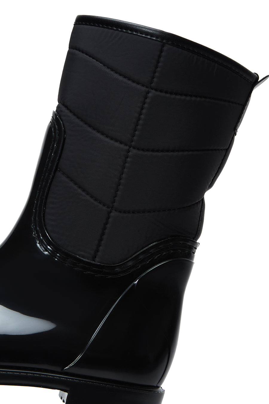 Women's Black Patent Leather Rain Boots