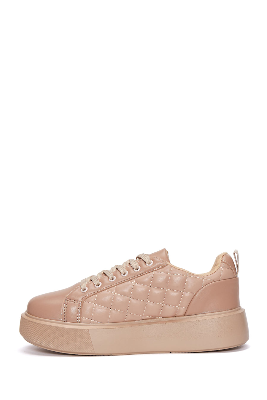 Kadın Bej Kalın Tabanlı Kapitone Sneaker