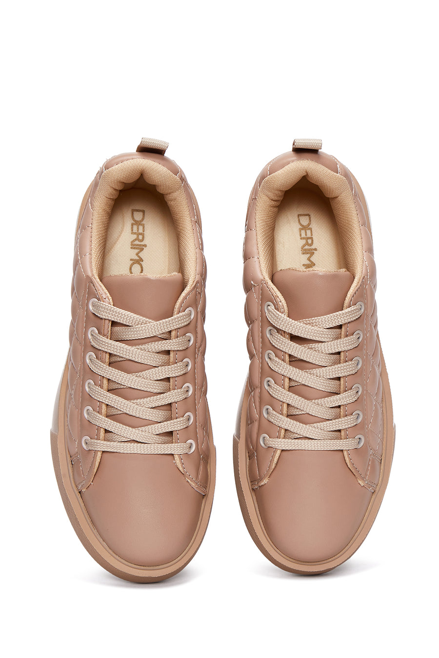 Kadın Bej Kalın Tabanlı Kapitone Sneaker