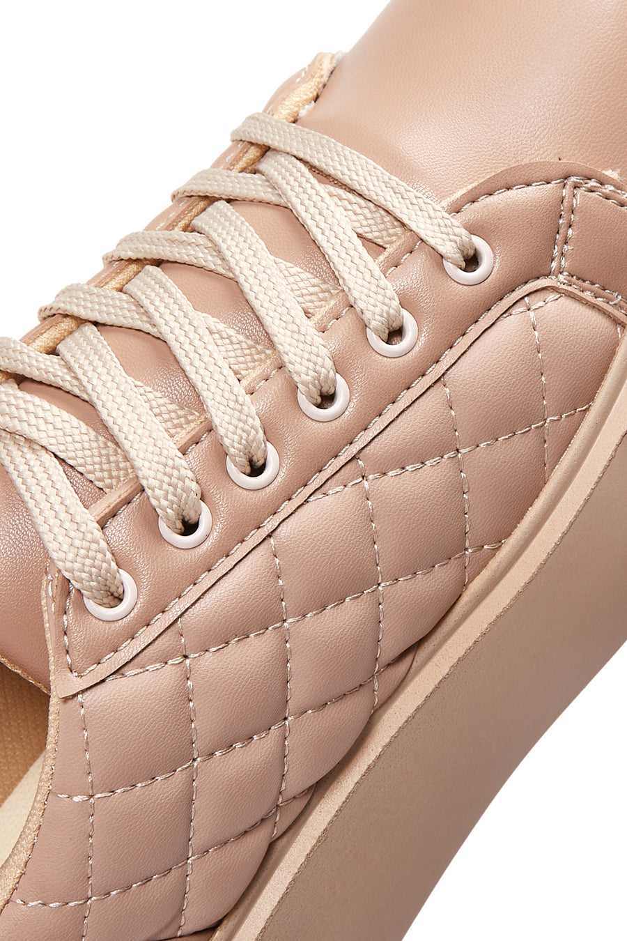 Kadın Bej Kalın Tabanlı Kapitone Sneaker