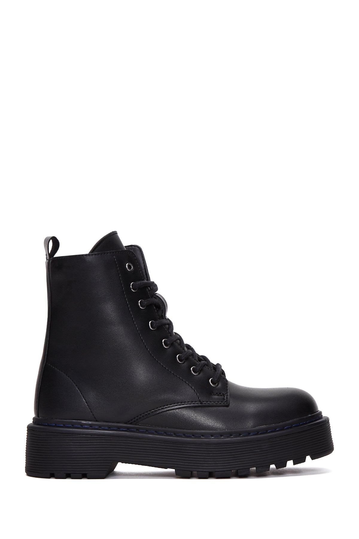 Women's Black Zippered Boots Flat Boots 22WFE190018 | Derimod