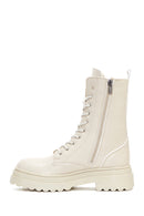 Kadın Krem Fermuarlı Postal Bot | Derimod