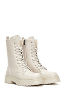 Kadın Krem Fermuarlı Postal Bot | Derimod