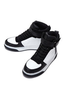 Women's Black White High Top Sneaker | Derimod