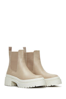Women's Cream Thick Soled Chelsea Boots | Derimod